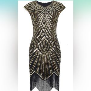 Women's Flapper Dresses 1920s Beaded Fringed Great Gatsby Dress